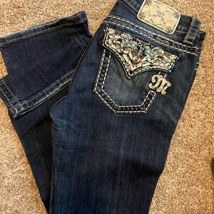 Miss Me Blue Boot Cut Jeans with Embellished Details
